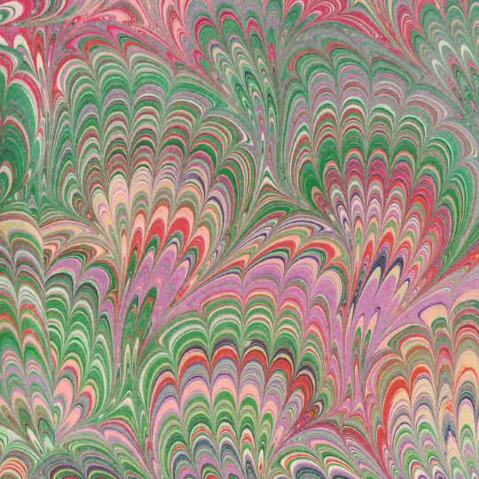 Multi-colored Marbled Feathers Print Italian Paper ~ Tassotti